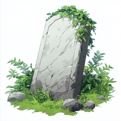 Anime Tombstone on White Background