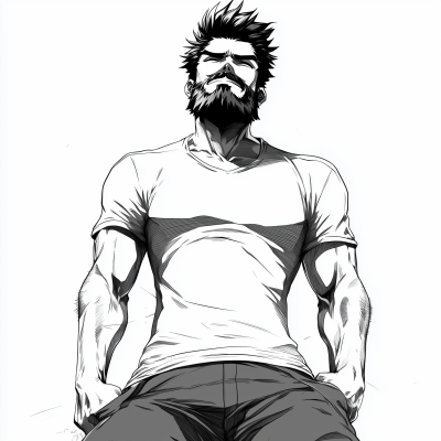 Tired Anime Male in Line Art