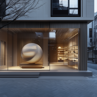 Minimalist Furniture Store at Dusk