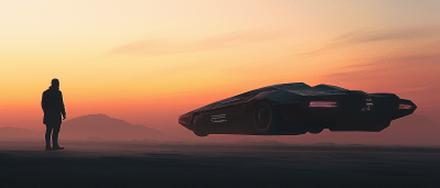 Lonely Rider in Cyberpunk Dawn