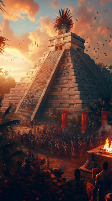 Aztec Ritual at Sunset