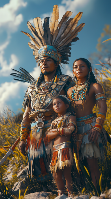 Ancient Aztec Family Portrait