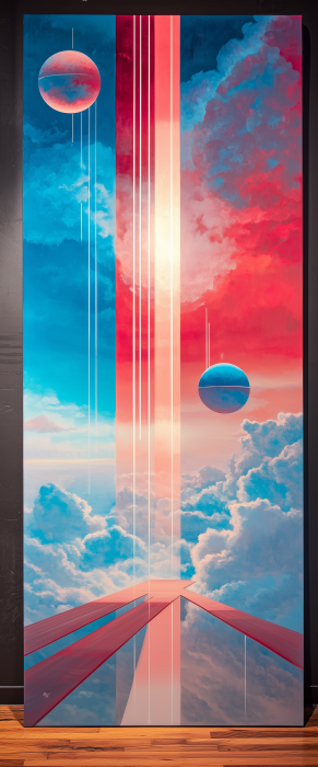 Futuristic Shapes in Red and Blue