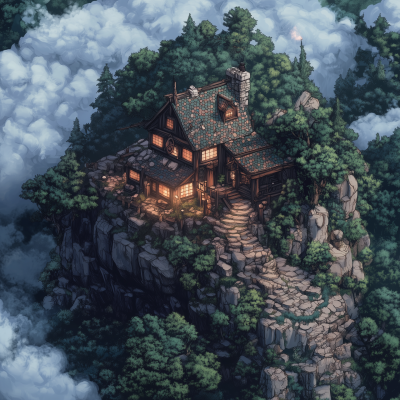 Fantasy Hut on a Cliff