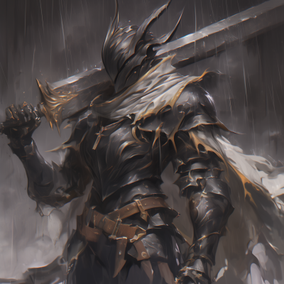 Cyborg Crusader in the Rain