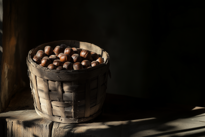 Chestnuts in a Wooden Basket