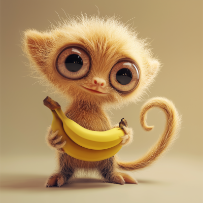 Furry Creature with Bananas