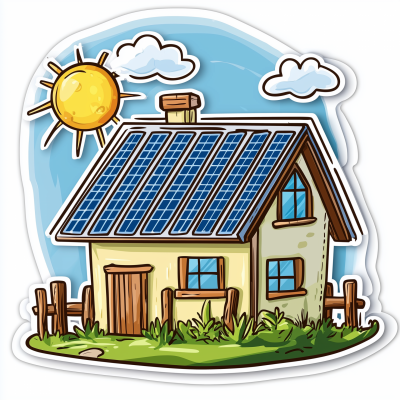 Cartoon Solar Panels Sticker