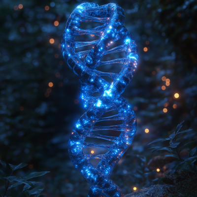 Futuristic Blue DNA Strand