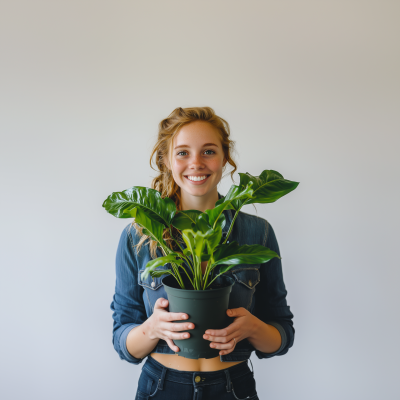 Woman with Potted Plant