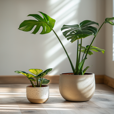 Potted Plants on Wooden Floor