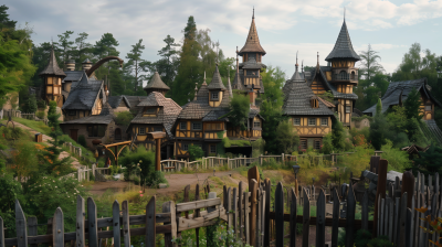 Fairy Village Behind a Wooden Fence