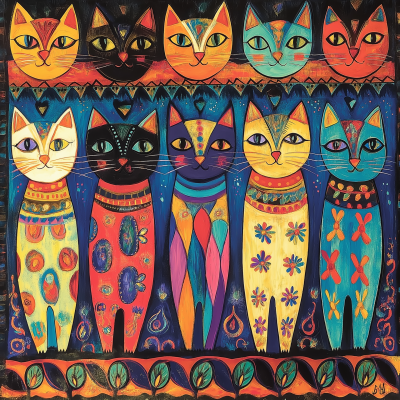 Colorful Cat Illustration