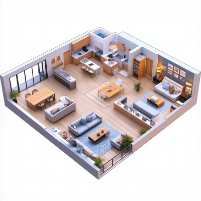 3D Rendered Living Room
