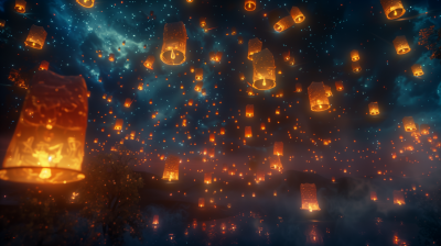 Dreamy Lantern Night Sky