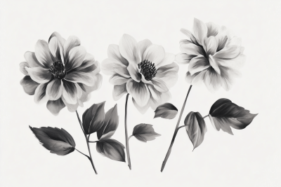 Minimalist Black and White Floral Art
