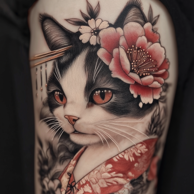 Geisha Cat Tattoo