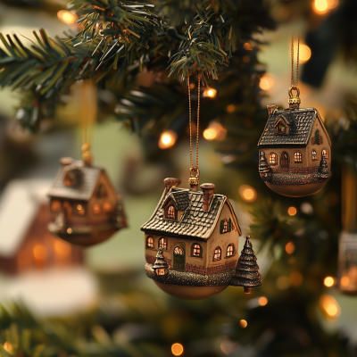 Christmas Tree with House Ornaments