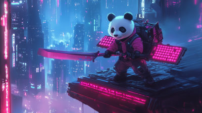 Cyberpunk Panda Warrior