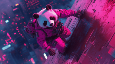 Panda Climbing the Obsidian Pyramid