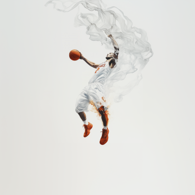 Ghostly Basketball Player Dunking