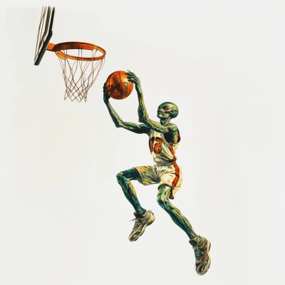 Alien Basketball Player Dunking