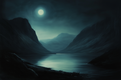 Moonlit Reservoir Landscape