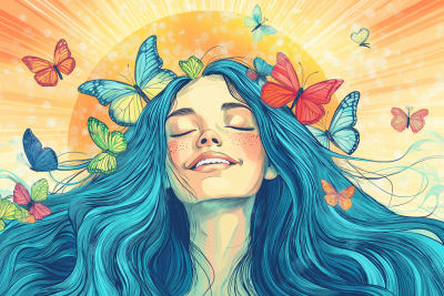 Beautiful Girl with Butterflies