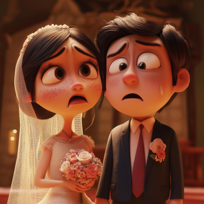 Crying Christian Bride and Groom Idols