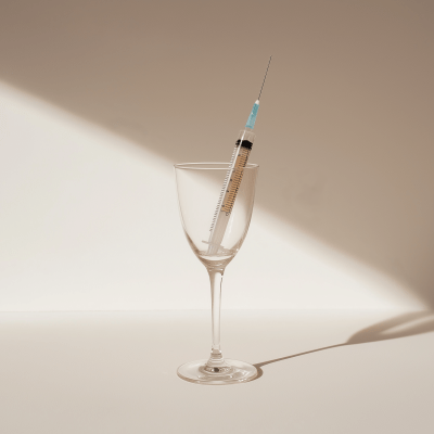 Syringe in Champagne Glass