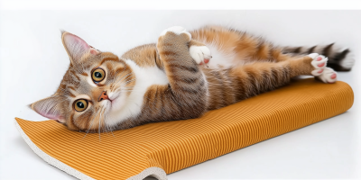 Smiling Cat on Scratching Board