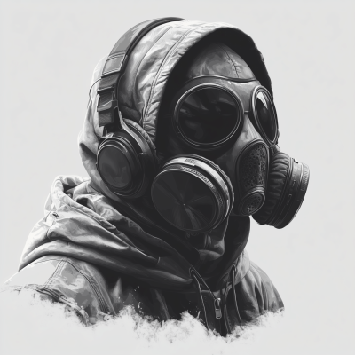Retro Gas Mask with Headphones