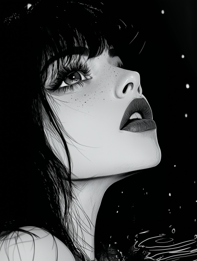 Black and White Girl Illustration