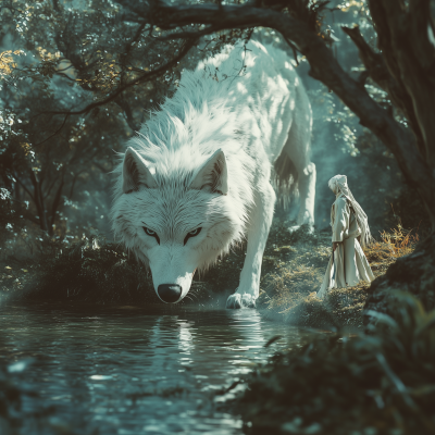 Majestic Wolf in Enchanted Forest