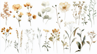 Watercolor Floral Illustration Set