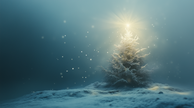 Shining Christmas Tree in Snow