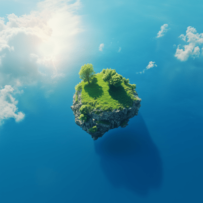 Floating Island in Blue Sky