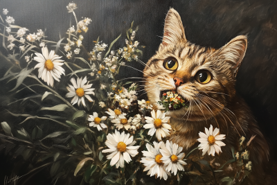 Cat and Flowers