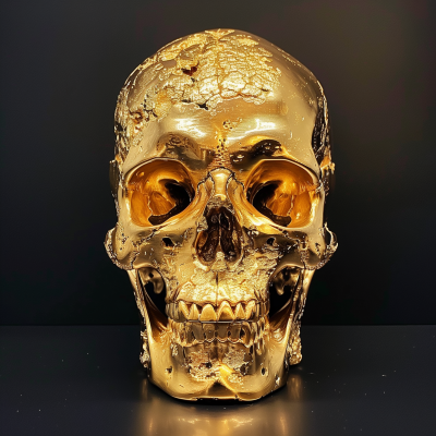 Golden Skull on Black Background