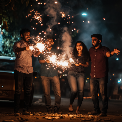 Friends Celebrating Diwali