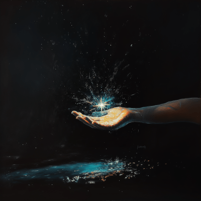Translucent Hand with Glowing Star