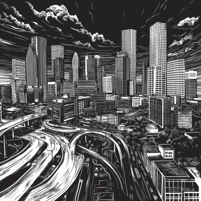 Houston Cityscape Illustration