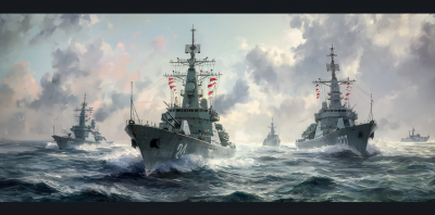Naval Ships at Sea