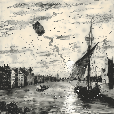 17th Century Line Drawing by Jan van Goyen