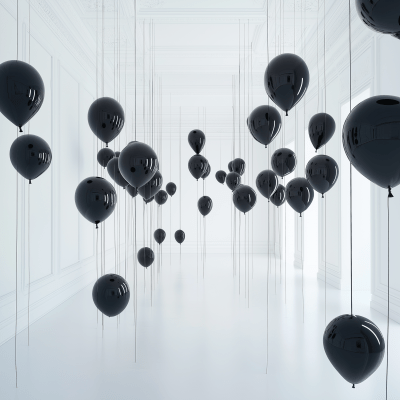 White Room with Black Balloons