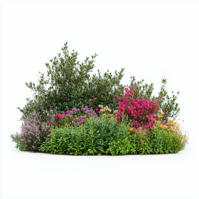 Vibrant Green Bush with Flowers