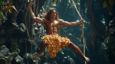 Tarzan Swinging on a Vine