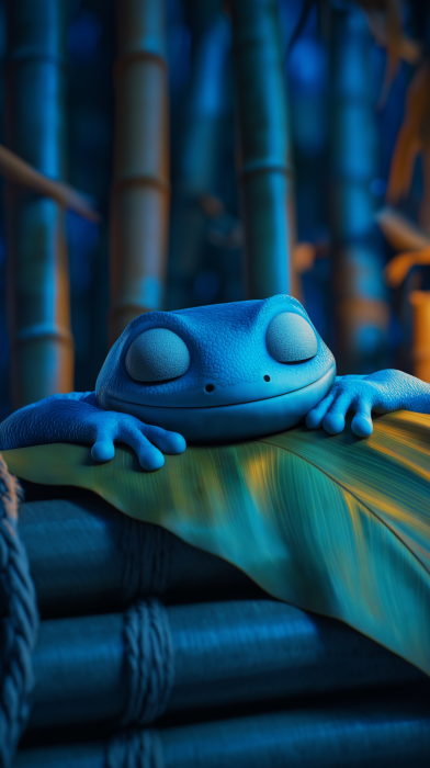 Cute Blue Gecko Sleeping