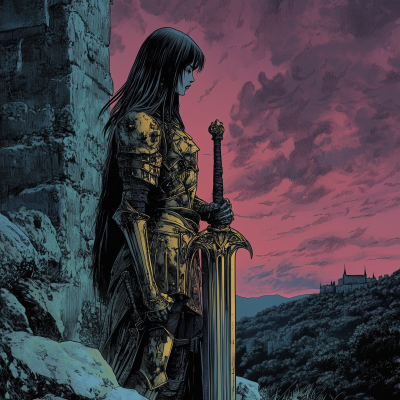 Women Knight in Dark Fantasy Style