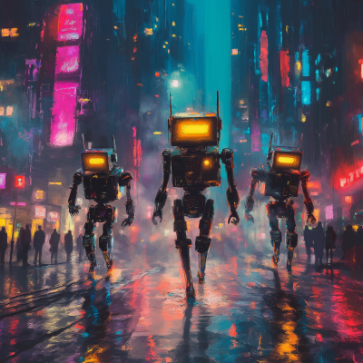 Neon Night Robots